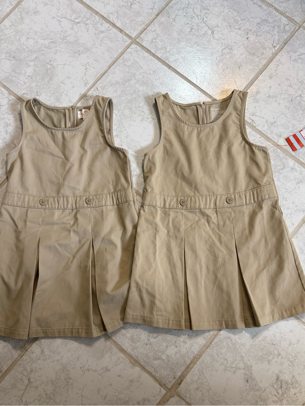 Cat & Jack toddler Khaki School Jumper Dress - Twin Set